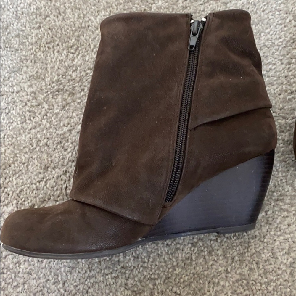Blowfish brown wedge booties